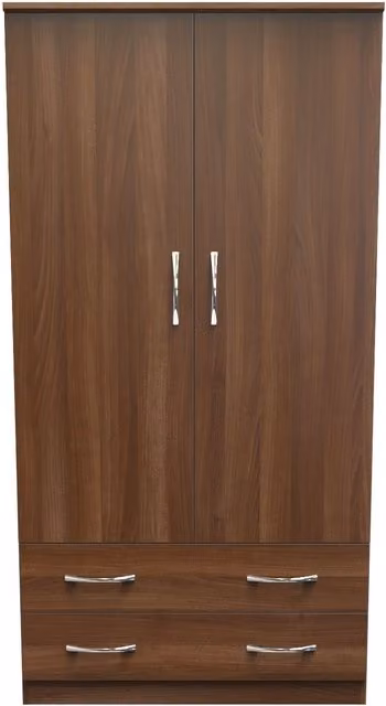 Ready Assembled 2 U Hampshire Wide 2 Drawer Wardrobe in Walnut – 1
