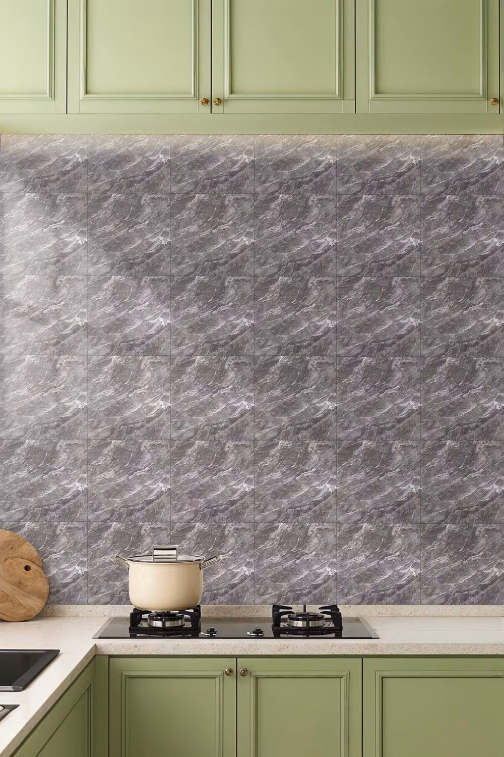 Living and Home 10pcs Peel and Stick Dark Grey Marble PVC Wall Stickers, W/D: 40 x 40 cm – 2