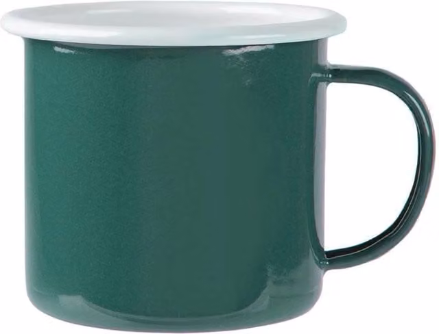 Kelvenix 12-Piece Green Enamel Steel Mugs, 375ml