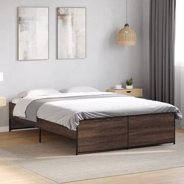 Berkfield Home Double Bed Frame in Brown Oak
