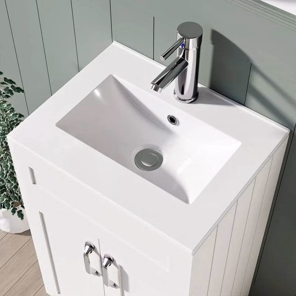 FORGEVIO Crawle White Glossy Freestanding Bathroom Vanity Unit with Basin and Cabinet – 3