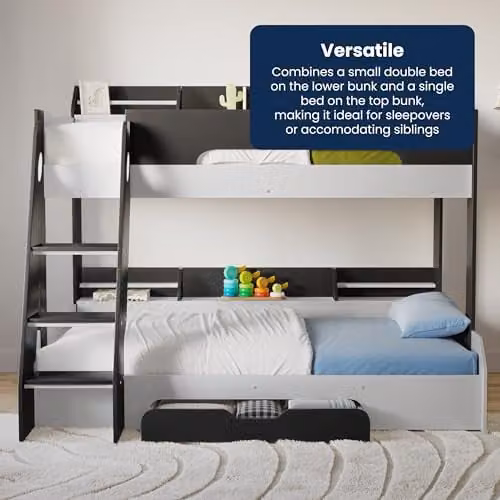 Flair Furnishings Flick Triple Bunk Bed with Storage and Stairs in Grey Single – 4