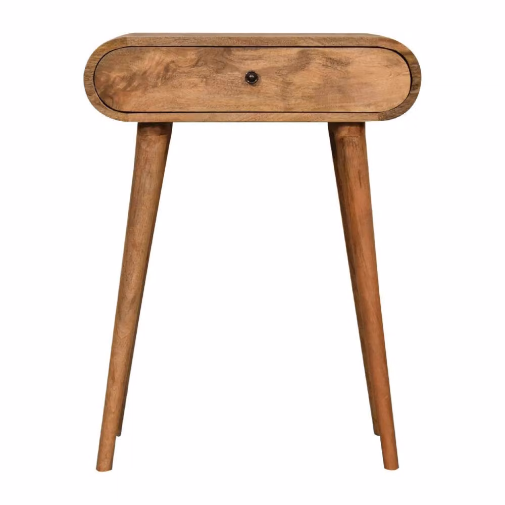 Wyld Haus Cagliari Mini Curved Mango Wood Console Table with Drawer, Brown, W/D/H: 60.0 x 30.0 x 78.0 cm – 2