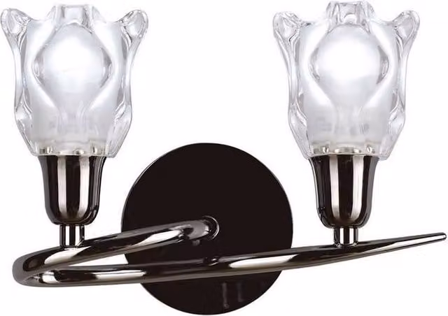 Netlighting Amel 2-Light Switched Wall Lamp in Black Chrome with Transparent Glass