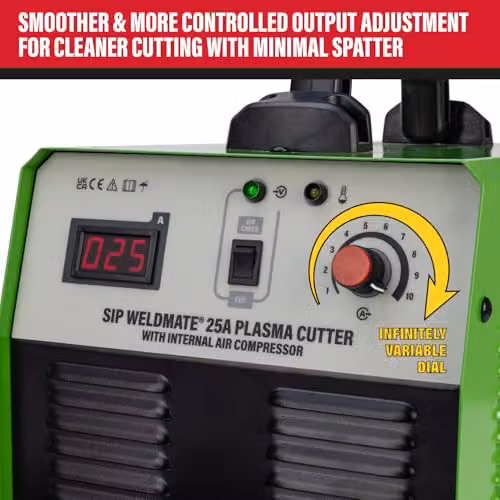 SIP Weldmate Inverter Plasma Cutter with Built-in Compressor 25A Metal Cutting Machine, Green – 2