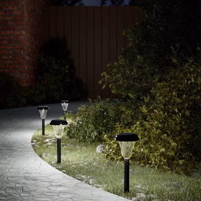 Berkfield Home Solar Pathway Lights with Ground Spikes, 12 Pack, Black – 1