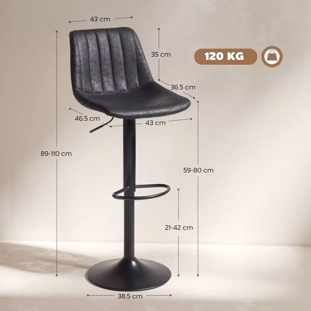 Wyld Haus Nalo Set of 2 Black Synthetic Leather Tub Style Bar Stools with 360 Degree Swivel and Metal Base – 4