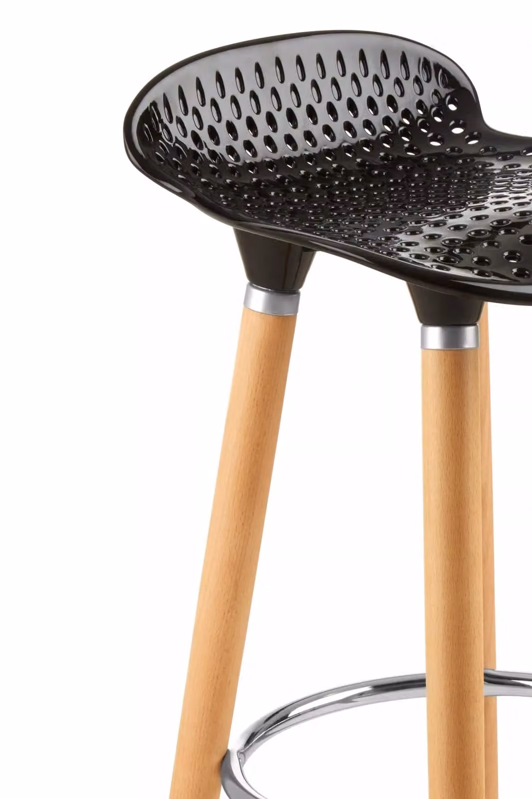 Interiors by Premier Orsina Matte Black Bar Stool with Beech Wood Seat – 3