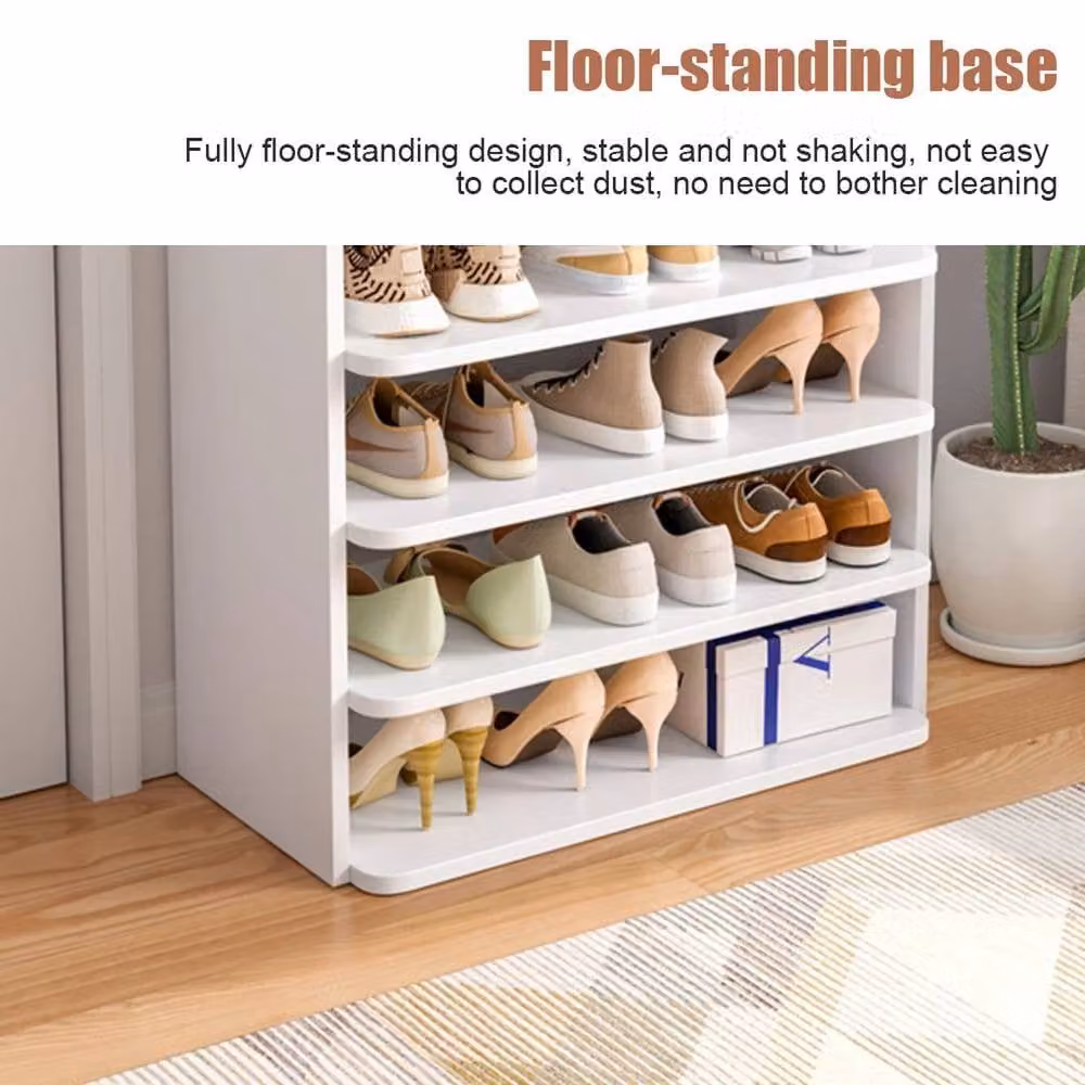 FORGEVIO 7 Tier Wooden Hallway Shoe Rack with Open Shelves, White, W/D/H: 62 x 26 x 104 cm – 3