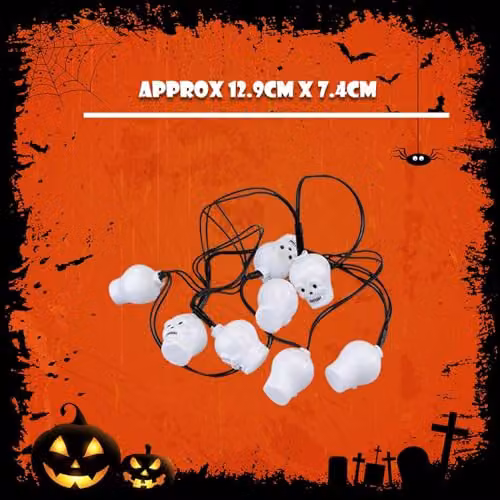 VFM e-Store Halloween LED Skull Lights, Set of 8, White – 4