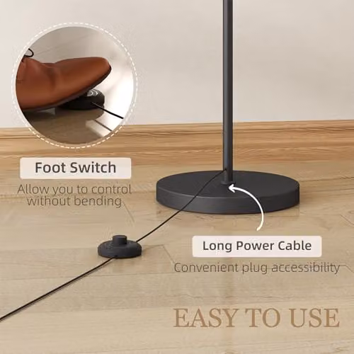 HOMCOM LED Floor Lamp in Black with Stepless Dimming, Remote Control and Timer – 4