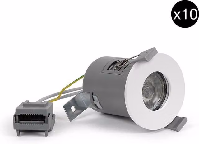 SE Home 10 Pack White GU10 Fire Rated IP65 Recessed Round Downlights