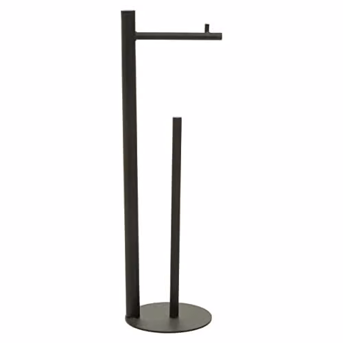 Premier Houseware Orsina Fay Black Metal Freestanding Toilet Roll Holder with Spare Roll Stand – 1