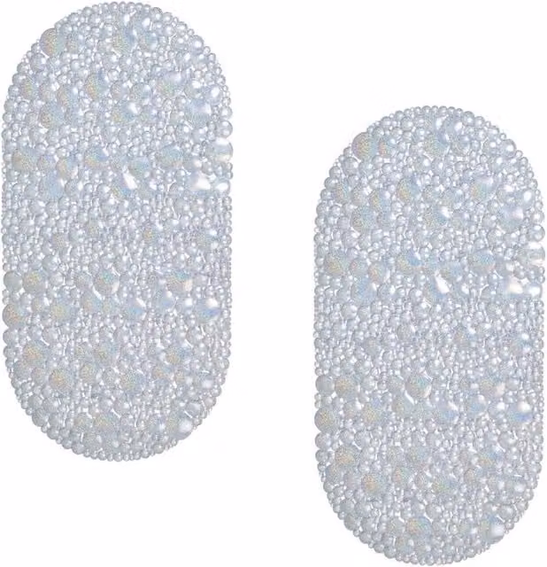 Showerdrape Hyrdro Set of 2 Anti Slip Glitter PVC Bath Mats in Clear, W: 68 cm, D: 38 cm