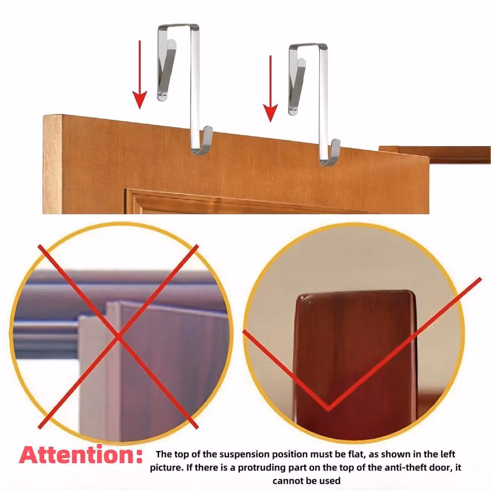 KORVIXA 10-Piece Stainless Steel Metal Over Door Hooks for Clothes, Coats and Robes in Silver – 2