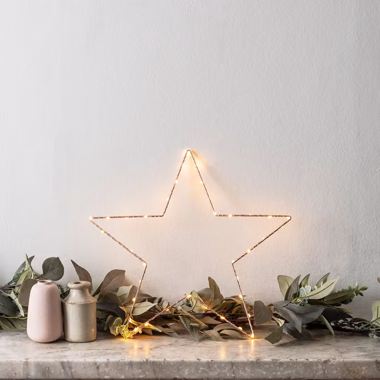 Lights4fun Rose Gold Geometric Star Window Light, 34 cm