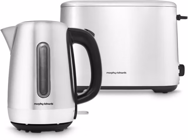 Morphy Richards Equip Kettle and Toaster Set in Silver Stainless Steel