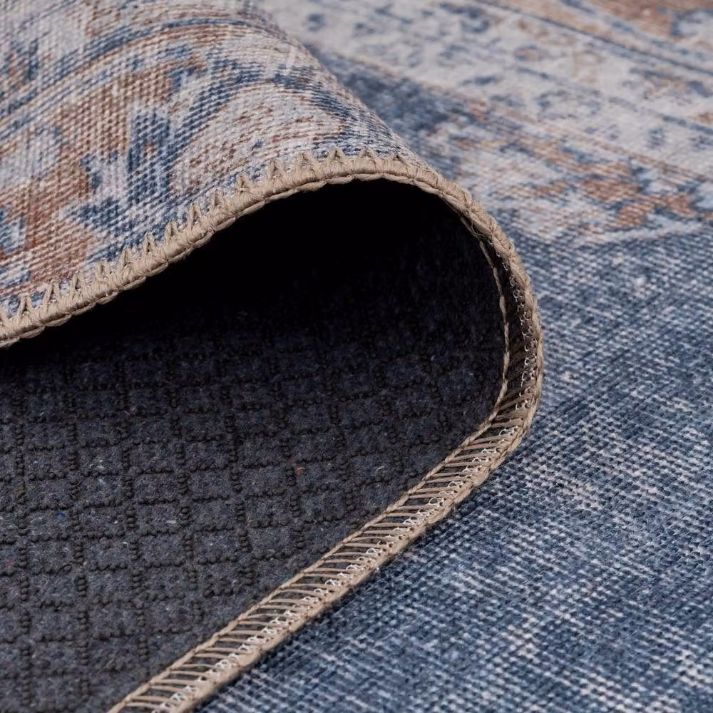 Kukoon Denim Blue Distressed Flatwoven Living Room and Hallway Area Rug, W: 240 cm, D: 330 cm – 3
