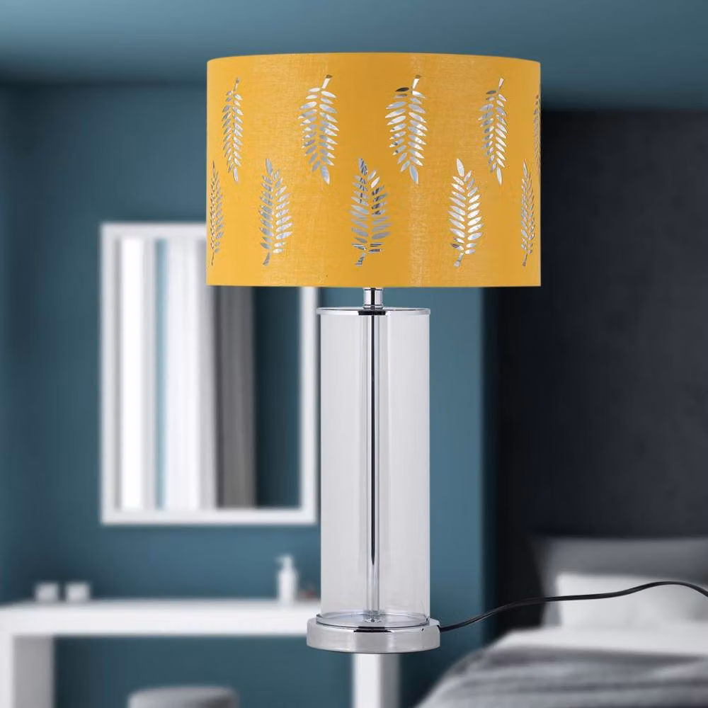 First Choice Lighting Aura Set of 2 Chrome Table Lamps with Silver and Yellow Shades – 2