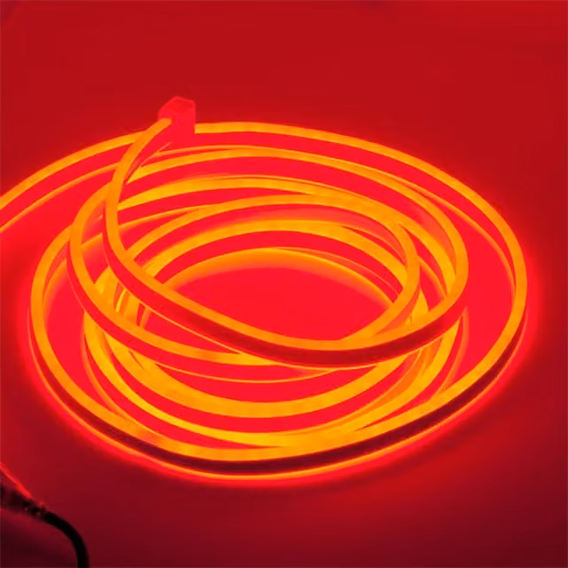 Livingandhome Red Neon LED Strip Light with Power Adapter, 5m Cuttable IP65 Neon Flex