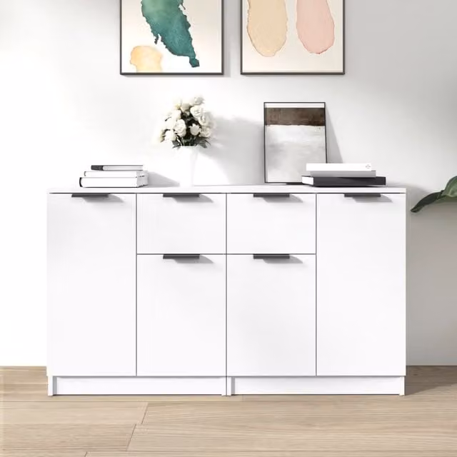 Berkfield Home Set of 2 White Minimalist Wall Mounted Sideboards, W/D/H: 60 x 30 x 70 cm