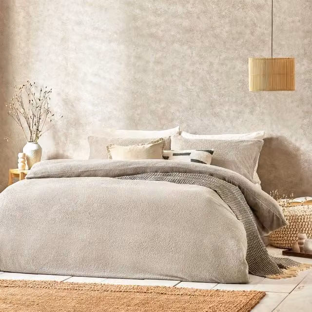Make it a Home Boucle Textured Duvet Cover Set in Greige, 140 x 200 cm