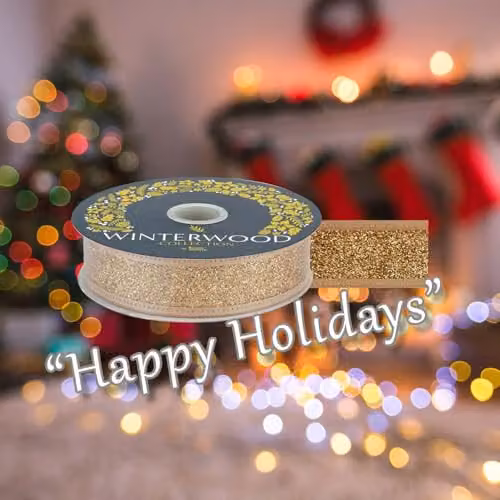 VFM e-Store Gold Christmas Ribbon Garland Decoration, W: 4 cm, H: 10 cm – 4
