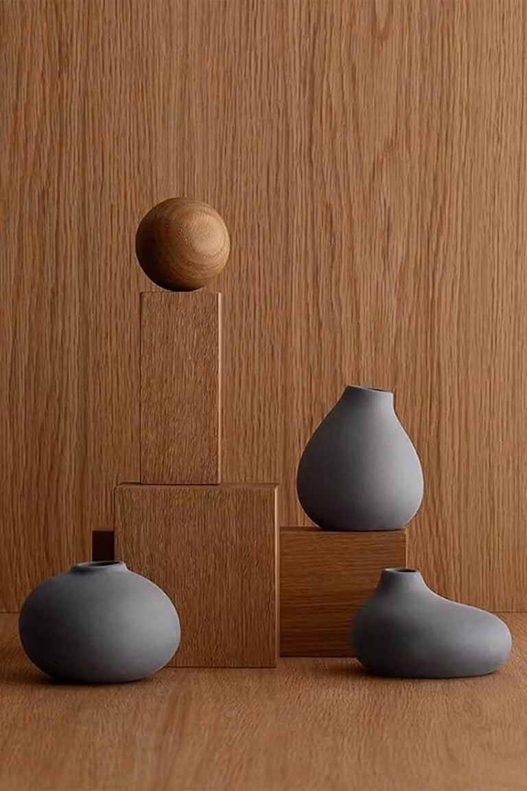 Blomus Nona Set of 3 Porcelain Vases in Grey