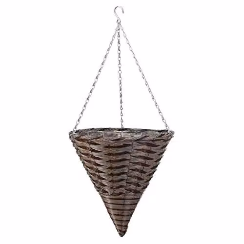 Marco Paul Pinto Pre-Lined Durable Outdoor Hanging Flower Basket in Brown and Multicolour, Diameter: 35.56 cm – 2
