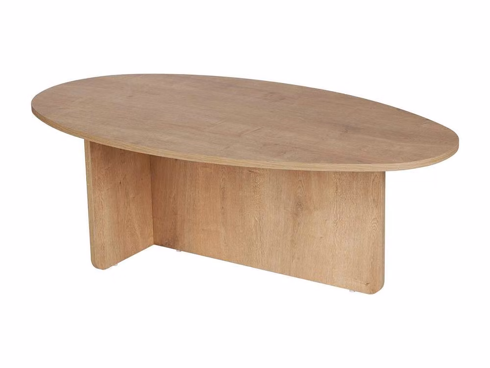 Vente-unique ISENORA Oval Coffee Table in Light Oak Finish – 2