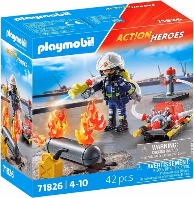 Playmobil Firefighter with Water Pump Toy Set in Red and Multicolour