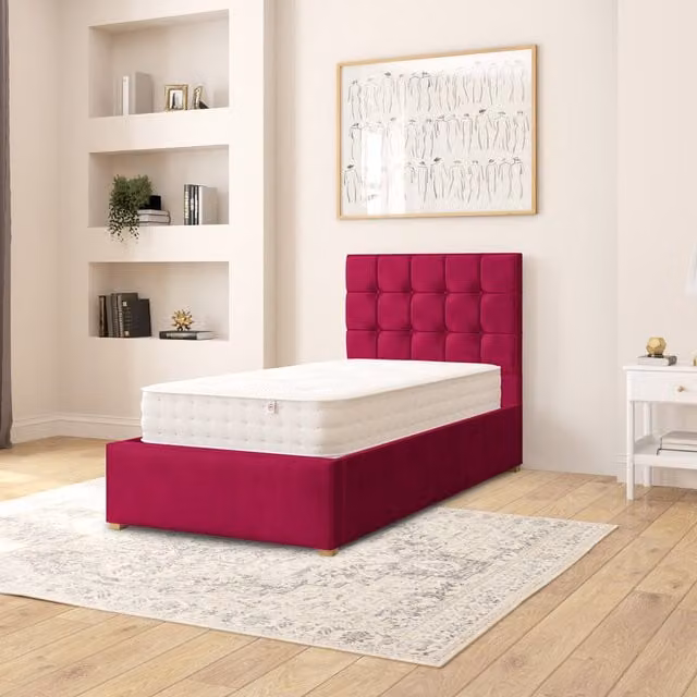 Aspire Sinatra Single Ottoman Storage Bed in Upholstered Plush Velvet Fabric