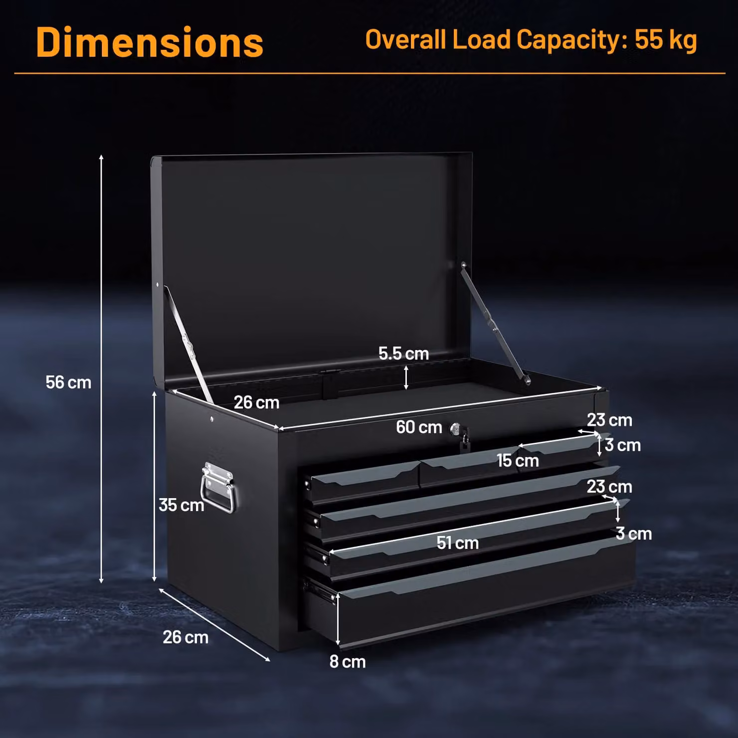 Costway Steel Tool Box with 6 Lockable Drawers and Top Storage, Black – 2