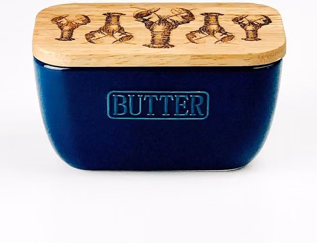 Selbrae House Blue Lobster Repeat Ceramic Butter Dish