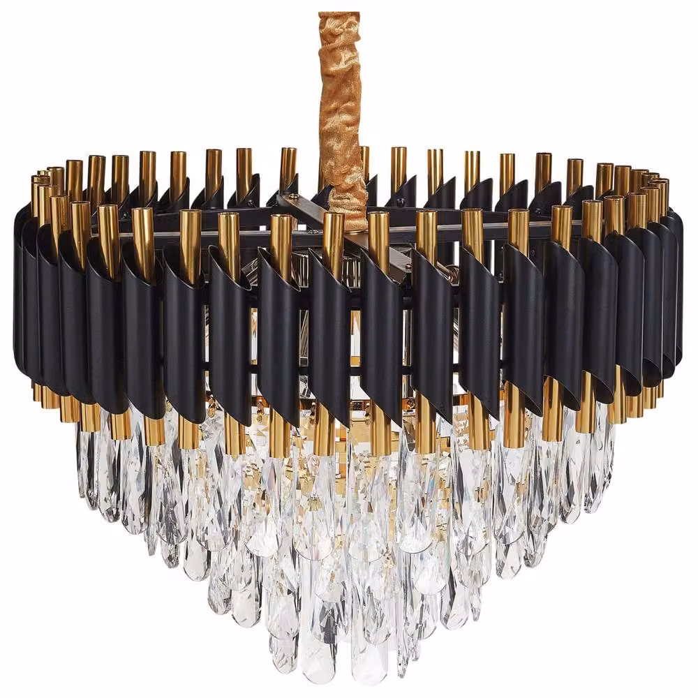 Wyld and Coco Glamour Crystal Pendant Light in Gold and Black Metal – 2