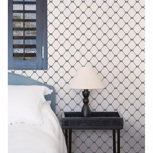 Galerie Deauville 2 Rope Design Maritime Geometric Wallpaper in White and Blue – 2