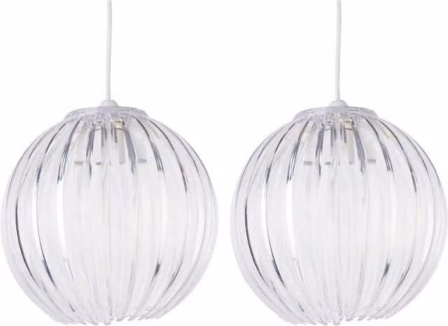 First Choice Lighting Craw Set of 2 Transparent Clear Acrylic Sphere Pendant Shades