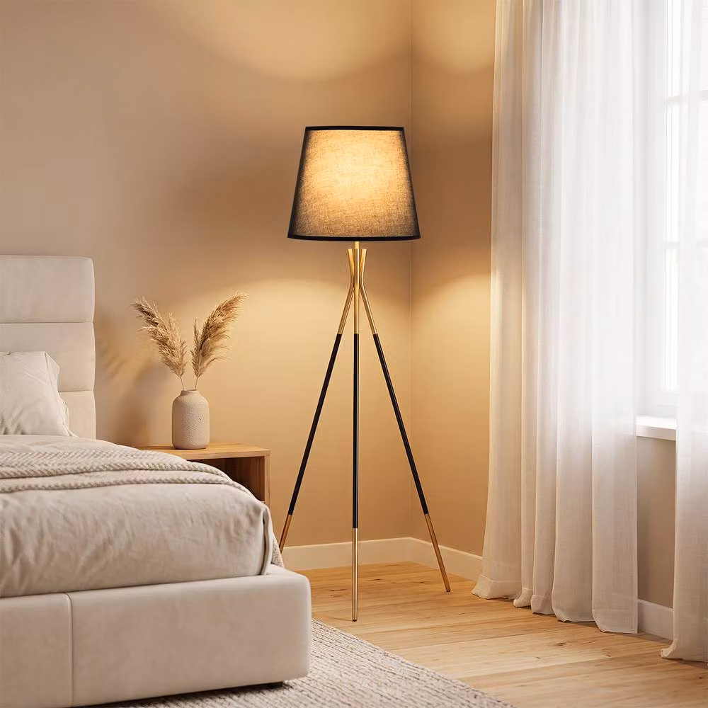 Costway Modern Black Standing Floor Lamp with E27 Base and Foot Switch, Height: 157 cm – 2