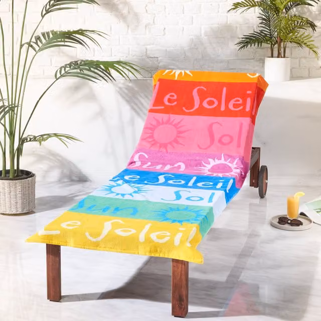 Catherine Lansfield Block Stripe Cotton Beach Towel in Multicolour