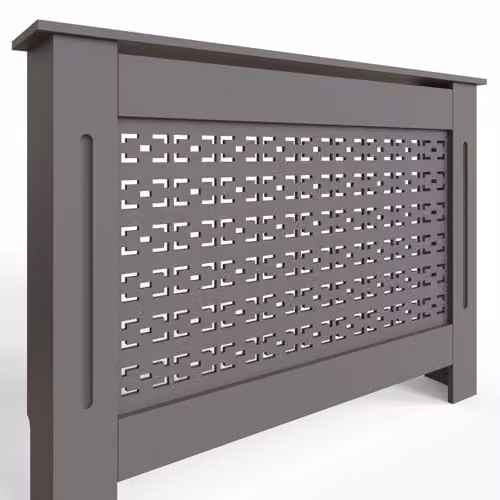 FWStyle Grey Geometric Medium Radiator Cover Shelf Cabinet, H 82.3 x W 112 x D 19 cm – 3