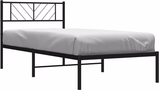 Berkfield Home Metal Bed Frame with Headboard in Black, W/D/H: 90 x 200 x 95 cm