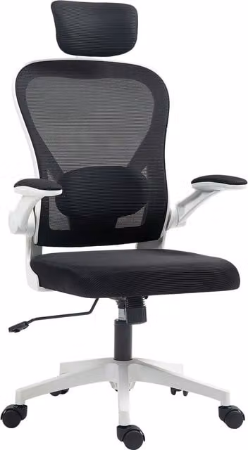 HOMCOM Executive Office Chair, Ergonomic Black Mesh Desk Chair with High Back, Rotatable Headrest and Adjustable Lumbar Support