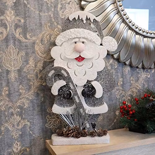 Shatchi Silver Glitter Foam Santa Christmas Tabletop Figure, Height: 52 cm – 2