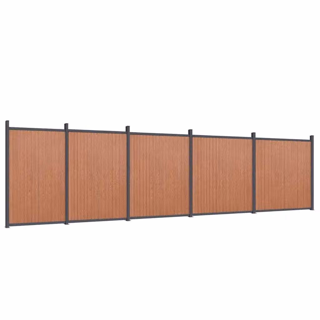 Berkfield Home Brown WPC and Aluminium Opaque Fence Panel, W: 872 cm, H: 186 cm – 2