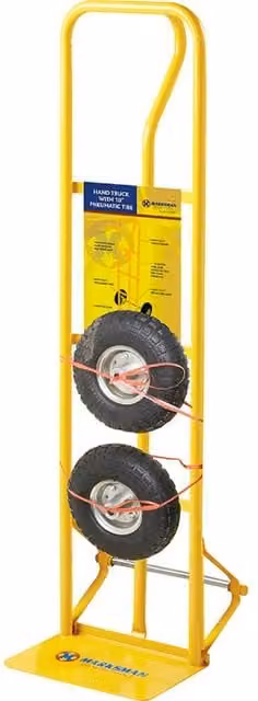 BARGAINS-GALORE Heavy Duty Industrial Sack Truck with Pneumatic Tyres, Yellow Steel Hand Trolley