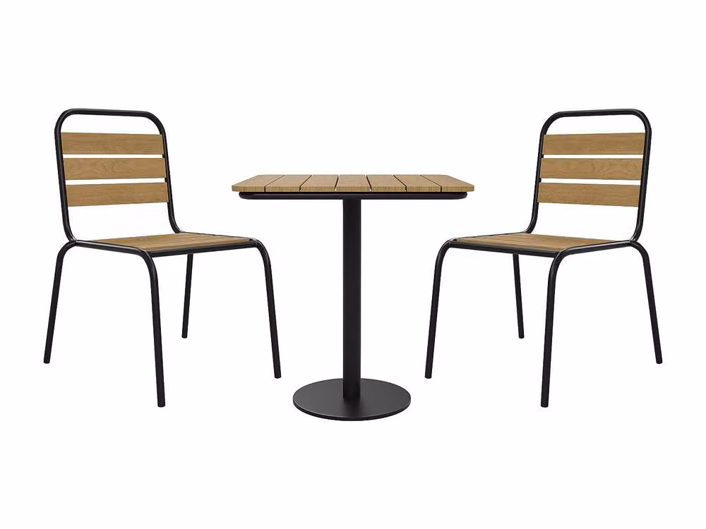 Mylia Modern Garden Dining Set in Black Metal and Composite, Width: 70 cm – 2