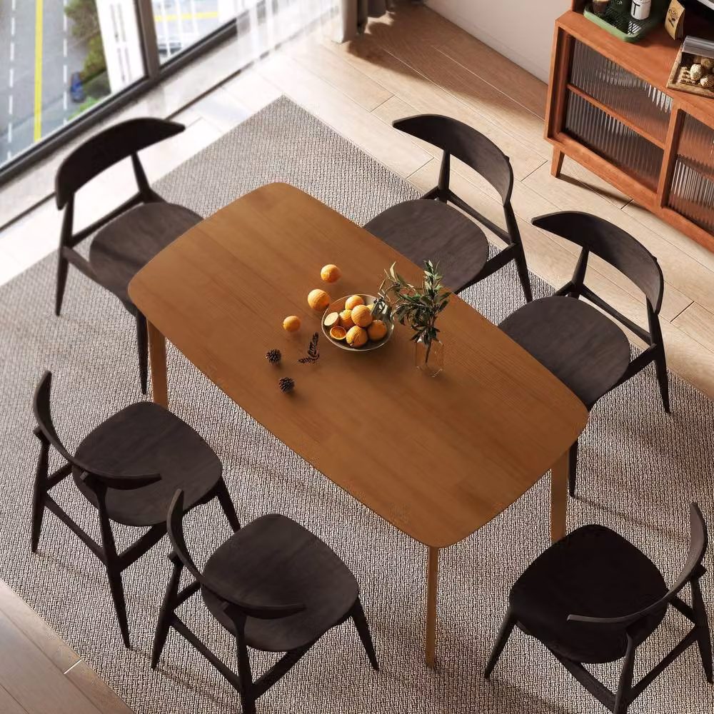 STILVORA Rustic Rectangular Pine Dining Table in Brown, Seats Six, H 76 cm x W 180 cm x D 80 cm – 2
