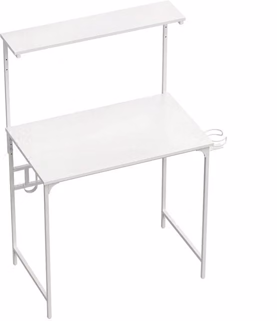 HOMCOM Modern White Computer Desk with Hutch Shelf, Cup Holder and Headphone Hook