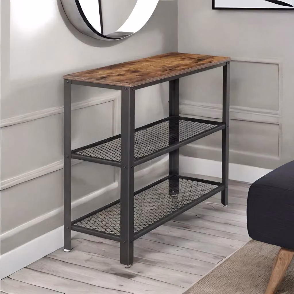 Rafaelo Mobilia 3 Tier Console Table in Rustic Brown – 2