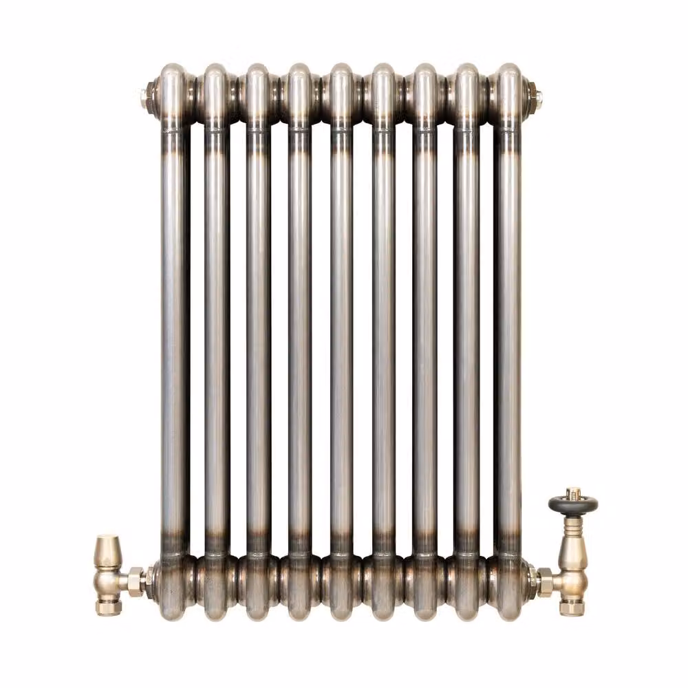 Monstershop Traditional 3 Column Steel Radiator with Integrated Valves, Silver, H: 60 cm, W: 42.5 cm – 2